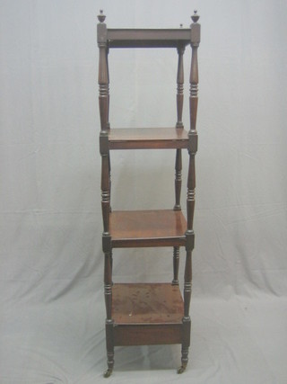 A Victorian mahogany 4 tier what-not raised on turned and block supports 15"