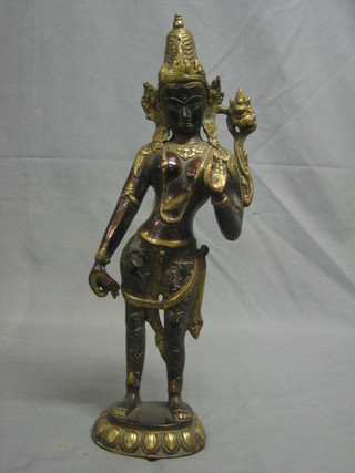 A modern Eastern bronze figure of a standing Deity 16"