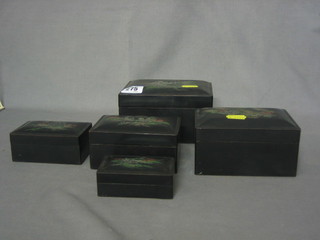 5 graduated lacquered trinket boxes 5 1/2"