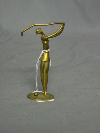 An Art Deco Austrian gilt bronze figure of a lady golfer 5"