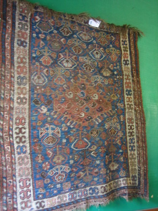 A Caucasian rug with all over geometric design (some wear) 53" x  44"