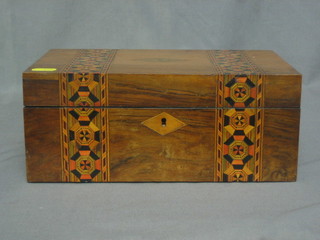 A Victorian mahogany trinket box with inlaid banding 11"
