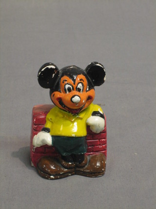 A 1930's plaster figure of Mickey Mouse 3 1/2"