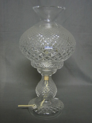 A Waterford cut glass electric table lamp 13"