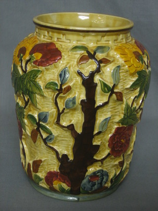 A H F Wood Indian Tree pottery vase 9"
