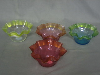 A Vaseline glass handkerchief bowl 5" and 3 others