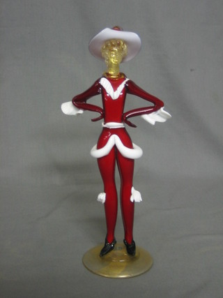 A Venetian glass figure of a standing lady 12"