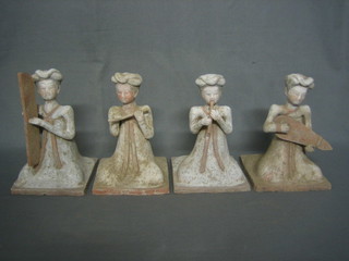 4 Eastern terracotta figures 9"
