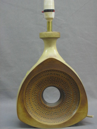 A 1960's Troika style brown glazed pottery vase 11"