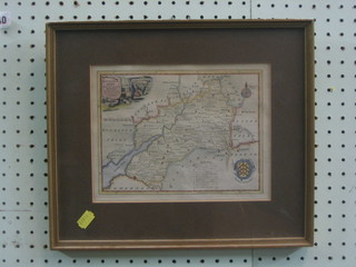 Thomas Kitchen, 18th Century map "Gloucestershire" 7" x 9" (tight to mount) reverse with Regent Gallery label Cheltenham