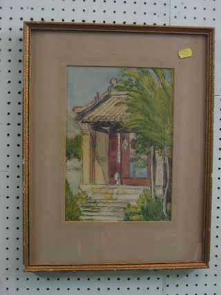 Turner? watercolour "Eastern Temple" 11" x 8"