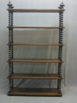 A rectangular Victorian mahogany 6 tier what-not with bobbin turned supports 42"