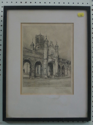 A signed etching "Christ's Hospital Horsham" 9" x 7"