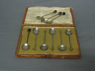 6 silver bean end coffee spoons (f) and 3 silver plated do.