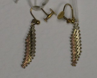 A pair of 9ct 3 colour gold earrings