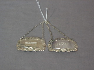 2 modern silver decanter labels "Claret"