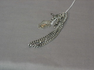 A silver curb link double Albert watch chain 16", 2 ozs
