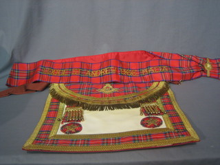 A Scots Masonic apron and sash Lodge of St Andres 966 Malta