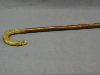 A crook with stag horn handle carved a thistle (f)
