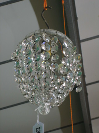 A cut glass bag shaped light fitting