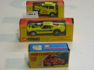 An Ison Brothers Wind Honey Dragster no. 164 together with a Corgi Whizz Wheels Ford Mustang no. 166 and a Matchbox Volksdragon no. 31