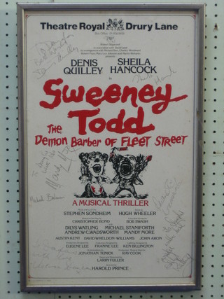 A Theatre Royal Dury Lane signed poster for Sweeney Todd The Demon Barber of Fleet Street, signed by numerous members of the cast 20" x 12"