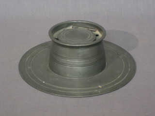 A 19th Century circular pewter capstan inkwell 7"