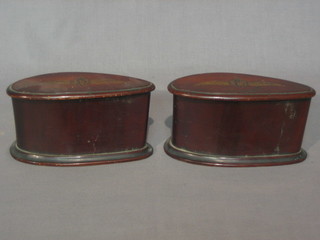 2 WWI mahogany trinket boxes made from propellers, the lids with Royal Flying Corps transfer wings 6"
