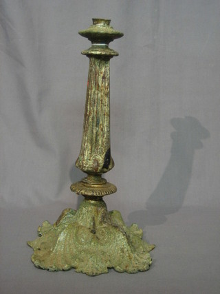A Victorian Rococo style gilt metal lamp base, the base marked C.B D? 14"