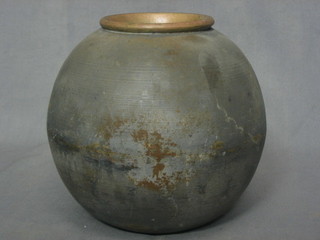 A circular Eastern metal bowl 7"