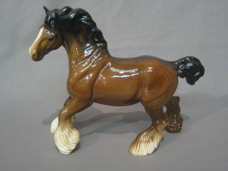A Beswick figure of a bay shire horse 8"