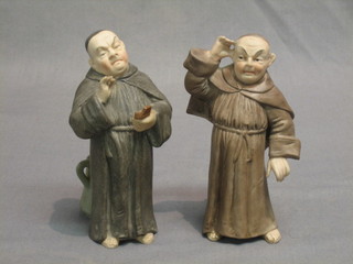 2 biscuit porcelain figures of monks 5"