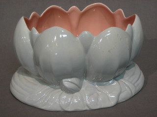 Two Clarice Cliff Lily shaped bowls 7" (1 with star crack to base)