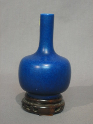 A Pilkingtons blue glazed Royal Lancastrian club shaped vase, based 2761, 5"