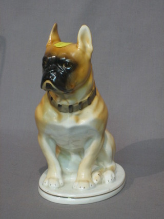 A Soviet Russian porcelain figure of a seated bull dog 8"