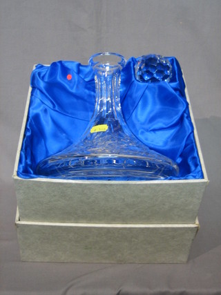 An Edinburgh crystal cut glass ships decanter, boxed 