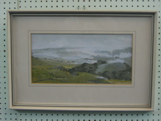 Maurice Wallbridge, watercolour drawing "Dartmoor May 1978" 7" x 14"