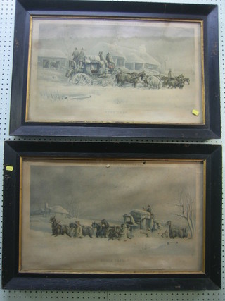A pair of 19th Century coloured hunting prints after Henderson "Keen Deep and Stuck Fast" 13" x 23" (some holes)