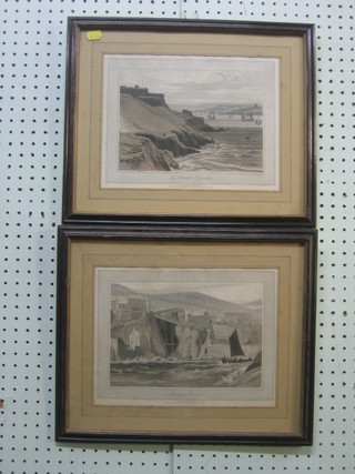 A  pair of 19th Century coloured prints after Daniel "The Citadel Plymouth and Megavissy Cornwall" 7" x 9"