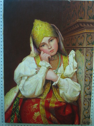 Eastern School, oil on canvas "Study of a Princess" unframed 28" x 20"