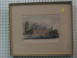 A Victorian coloured print "The New Houses of Parliament" 5" x 9"