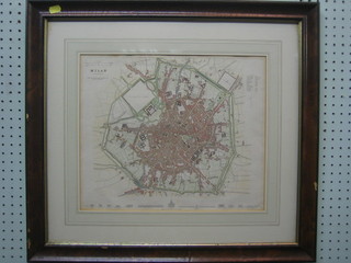 A 19th Century coloured map of Milan 12" x 15"