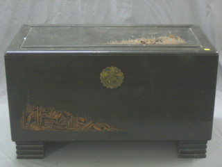 A Hong Kong camphor wood coffer with hinged lid 41" 