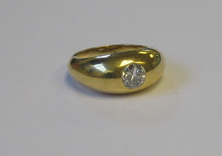 A gentleman's 22ct gold gypsy ring set a diamond (approx 1.25ct)