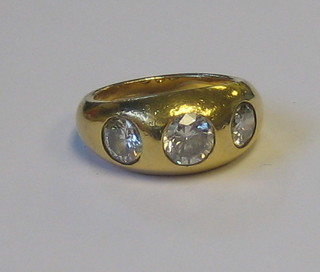 A gentleman's 22ct gold gypsy ring set 3 large diamonds (approx 5 1/2ct)