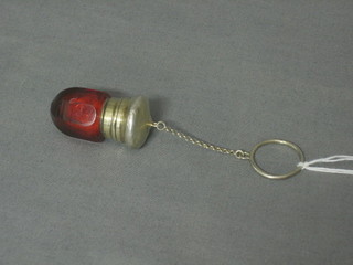 A Victorian red glass vinaigrette with gilt metal lid