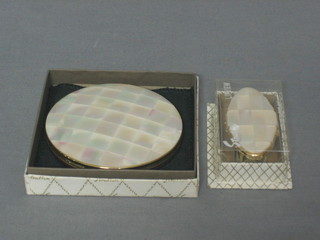 A Stratton mother of pearl finished compact and a do. lipstick case