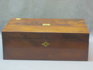 A Victorian rectangular walnut writing slope with hinged lid 15"