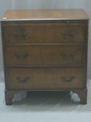 A Georgian style mahogany chest with brushing slide above 3 long drawers, raised on bracket feet 28"