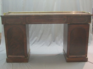 A 19th Century mahogany pedestal sideboard fitted 3 drawers, the pedestals fitted cupboards enclosed by panelled doors 60"